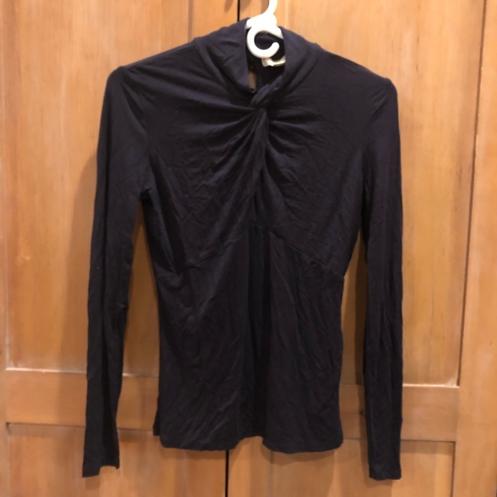Michael Kors Long Sleeve Knot Mock Neck Blouse